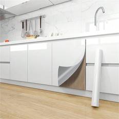 1 Roll Premium Thick Marble Wallpaper Self-adhesive & Removable Pvc White Glossy Contact Paper Heat Resistant, For Kitchen Backsplash Oil-proof Sticke