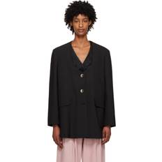 Ganni Dame Blazere Ganni Drapey Melange Oversized Blazer F7755 Black Sort