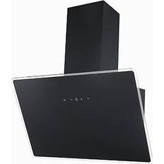 Respekta Dunstabzugshaube 80 cm Kopffreie Schräghaube Schwarz A++ Umluft LED 80cm, Svart, Silver