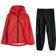 Svarte Regntøy Tretorn Kid's Packable Rainset - Bright Red/Black