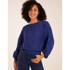 Blue - Women Blouses Blue Vanilla Long Sleeve Pleated Top