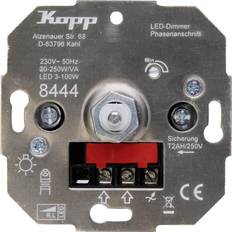 Kopp Unterputz Dimmer Geeignet für LEDLampe Halogenlampe Glühlampe, Taster Schalter, Silber