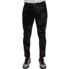 Dolce & Gabbana Brown Jeans Dolce & Gabbana Black Patterned Skinny Slim Fit Jeans IT48