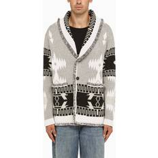 Alanui Icon Jacquard cashmere cardigan men Cashmere Grey