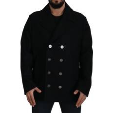 Man - XXXS Jackets Dolce & Gabbana Black Wool Trench Overcoat Jacket IT52