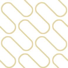 Linear Curve Wallpaper White Gold 206504