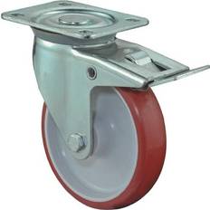 Casters BS Rollen Lenkrolle D.125mm Trgf.150kg m.Festst.PU 104x80mm rot L420.B31.125