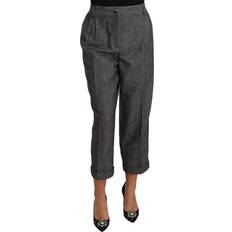 Cargobukser - Dame - Grå Dolce & Gabbana Gray Wool Pleated Cropped Trouser Pants IT48