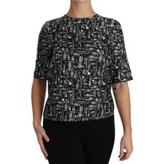 Women - XXXS Shirts Dolce & Gabbana Black Musical Instruments Print Silk Women's Blouse