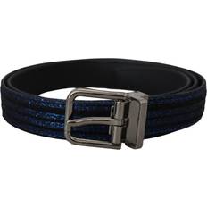 Dolce & Gabbana Blue Jacquard Stripe Silver Buckle Belt