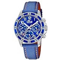 Lotus Unisex Armbandsur Lotus Klockmodell 18581/6 från JUNIOR Collection-kollektionen, 36 mm hölje med blå-orange läderarmband för kadetter