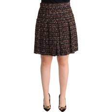 Nylon Skjørt Dolce & Gabbana Brown High Waist Mini A-Line Pleated Skirt IT46