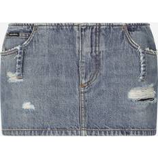 Dolce & Gabbana Blue Skirts Dolce & Gabbana Blue Distressed Denim Miniskirt IT