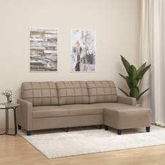 Ledersofas - Polyester vidaXL 3-Seat Cappuccino Sofa 198cm 3-Sitzer