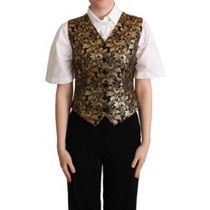 Dolce & Gabbana Elegant Jacquard Waistcoat Sort/Guld