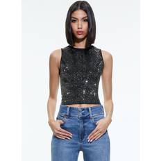 Polyamide Tank Tops Alice + Olivia Darina Embellished Cropped Tank