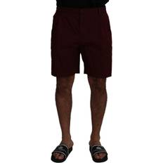 Dolce & Gabbana Red Pants & Shorts Dolce & Gabbana Maroon Cotton Bermuda Casual Men's Shorts