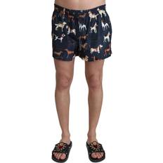 Dolce & Gabbana Blue Swimwear Dolce & Gabbana Dog Print Beachwear Shorts - Blue