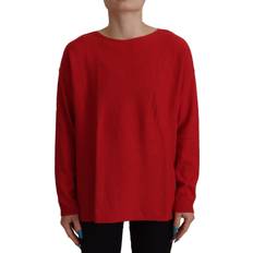 Dolce & Gabbana Red Tops Dolce & Gabbana Red Wool Knit Round Neck Pullover Women's Sweater