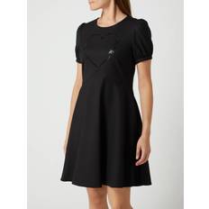 Love Moschino Kläder Love Moschino Damer utsvängda stretch ulltyg med korta puffade ärmar avslappnad klänning, svart, SE