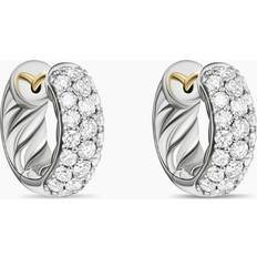 David Yurman Earrings David Yurman Sculpted Cable Micro Pave Hoop Earrings in Sterling Silver Silver