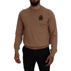 Dolce & Gabbana Beige Cashmere Crown Logo Pullover Sweater IT54
