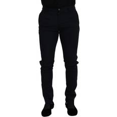 Stripes - Wool Trousers & Shorts Dolce & Gabbana Black Wool Chino Formal Men Pants IT48