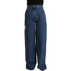 GCDS Blue Cotton High Waist Wide Leg Boot Cut Denim Jeans
