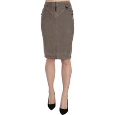 Cotton - Men Skirts Just Cavalli Gray Corduroy Pencil Straight A-Line Skirt IT42