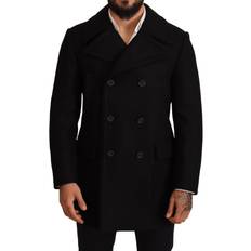 Men - XXXS Jackets Dolce & Gabbana Black Wool Trench Peacoat Men's Jacket