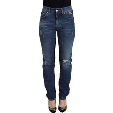 Acrilico Jeans Dolce & Gabbana Blue Checkered Back Skinny Denim Jeans IT38