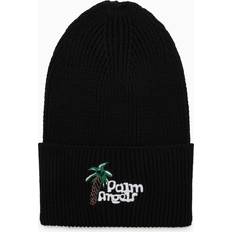 Palm Angels Herr Accessoarer Palm Angels Black Knitted Hat With Logo