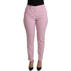 Dolce & Gabbana Pink Trousers Dolce & Gabbana Pink Virgin Wool Stretch Tapered Trouser Pants IT36