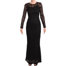 Man - XXXS Dresses Dolce & Gabbana Black Cotton Lace Mermaid Long Sleeves Dress IT38