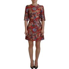 Dolce & Gabbana Red Floral Jacquard A-line Mini Dress IT36