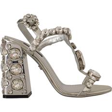 Dolce & Gabbana Crystals Strap Buckle High Heel - Silver