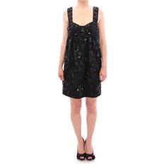 Dolce & Gabbana Black floral crystal embedded dress IT40