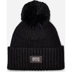 Leather Beanies UGG Women's Airy Knit Bobble Hat Black