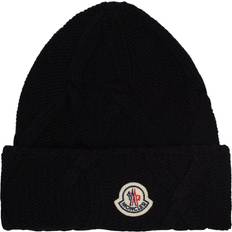 Moncler Men Beanies Moncler Black Wool Beanie - Black