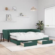 Negro Sofás vidaXL Cama Nido Con Cajones Terciopelo Verde Oscuro 100 x 200 cm Sofá Sofá 3 Plazas