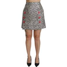 Silke/Siden Kjolar Dolce & Gabbana Silver Pattern A-line High Waist Skirt IT36