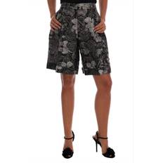 Dolce & Gabbana Gray Shorts Dolce & Gabbana Gray Floral Brocade High Waist Women's Shorts