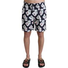 Dolce & Gabbana Black Swimming Trunks Dolce & Gabbana Black Card Deck Print Beachwear Men's Swimshorts