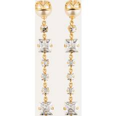 Valentino Garavani Gold VLogo Crystal Drop Earrings 77D Oro 18/Cream/Cry UNI