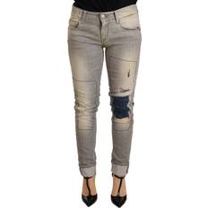 ACHT Gray Cotton Slim Fit Folded Hem Women Denim Pant IT40