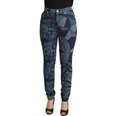 Dolce & Gabbana Blue Floral High Waist Skinny Denim Jeans IT40