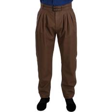 Leather - Men Trousers Dolce & Gabbana Brown Leather Tapered High Waist Pants IT48