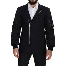 Men - XXXS Jackets Dolce & Gabbana Black Wool Full Zip Long Sleeves Men's Jacket