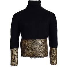 Gold Jumpers Dolce & Gabbana Black Gold Turtleneck Mohair Pullover Mens Sweater