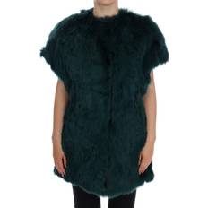 Dolce & Gabbana Green Vests Dolce & Gabbana Green Alpaca Fur Vest Sleeveless Jacket IT38